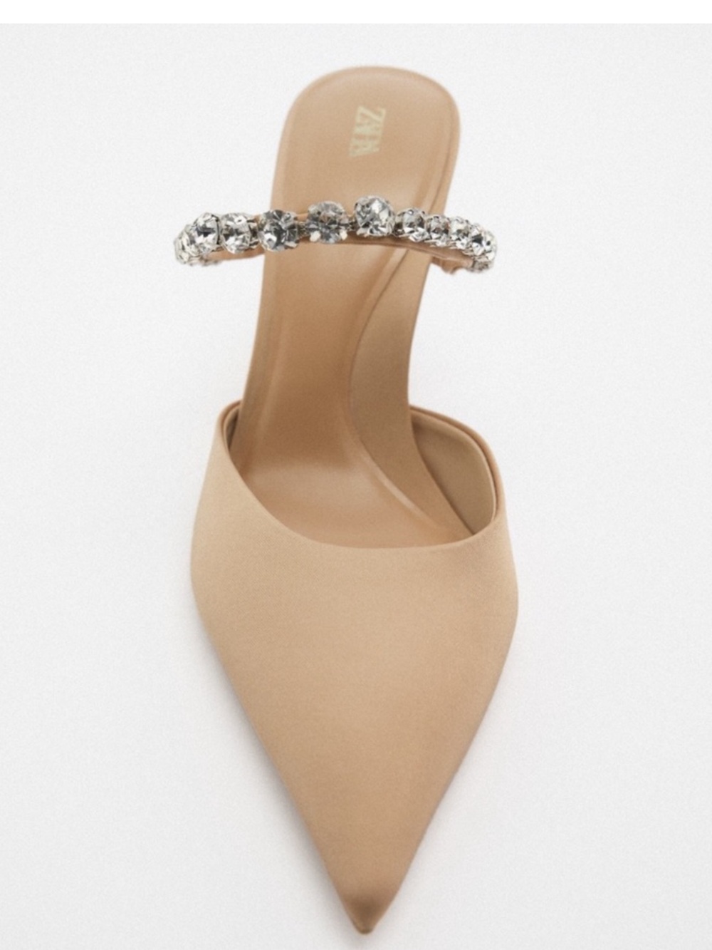 Zara Jeweled Satin Mule Nude - Picture 3 of 12